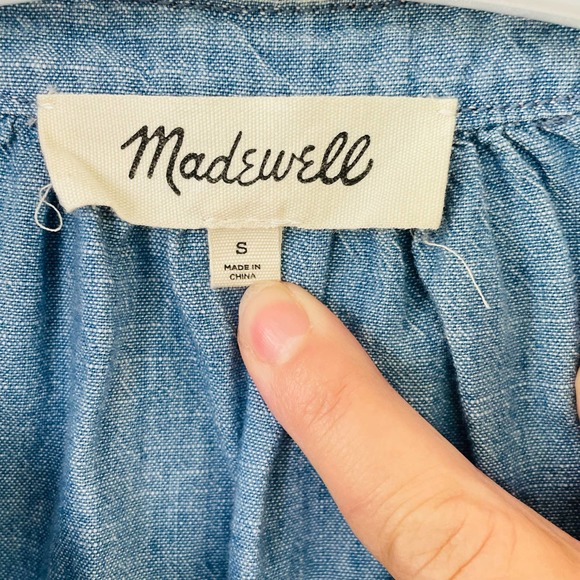 Madewell Size S Light Blue Denim Ruffle Shirt - Picture 3 of 11